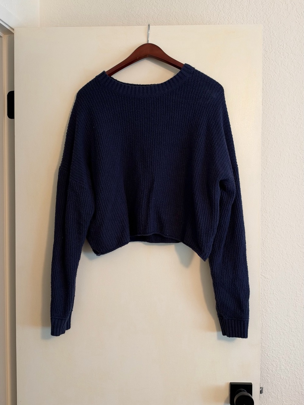 Abound Navy Cropped Crewneck Sweater